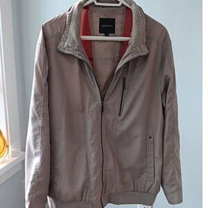 Large Men's Logan Hill Jacket Beige With Red Accents Windbreaker Coat